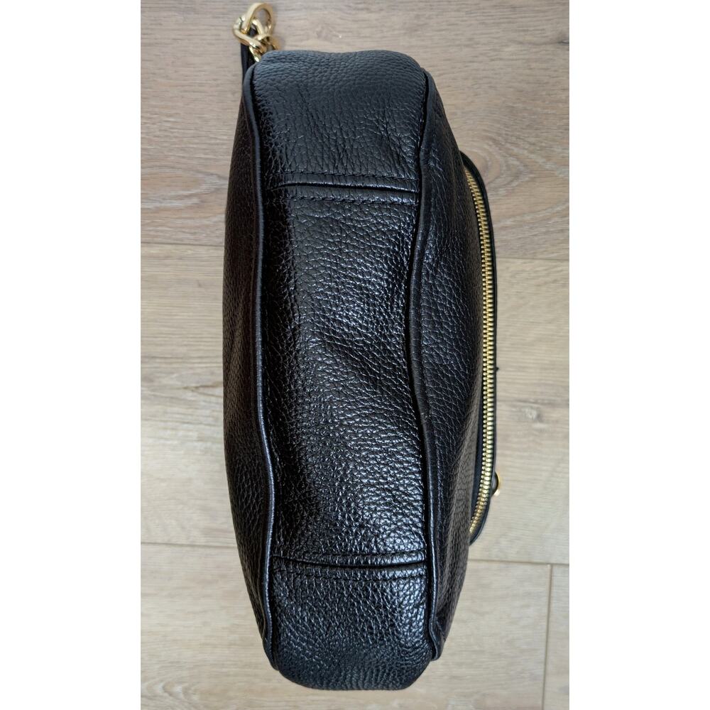 Michael Kors Acorn Shoulder Bag Black Pebbled Leather Gold Chain Link Tassel - Picture 6 of 12